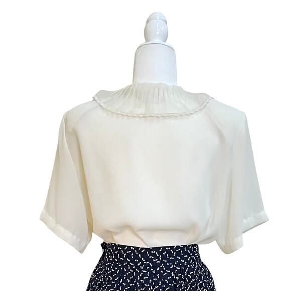 Vintage Susan Bristol Size 12 Off-White Sheer Cottagecore Button up Blouse Shirt - Picture 3 of 9